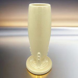 Vintage Fiesta Bud Vase White Ivory Art Deco Design 6” Tall